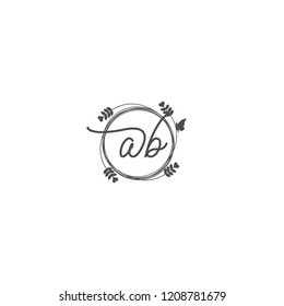 initial letters ab beauty spa logo design, with flower, love and butterfly illustration
