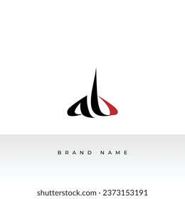 Initial letters AB logo template design in signature fonts shape. Logo icon design template elements. Monogram. Linear logo. Simple vector sign illustration in a modern style.
