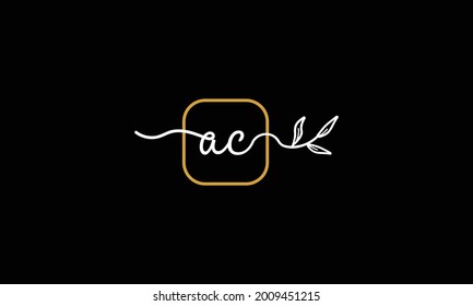 Initial letters AC and CA handwriting floral boho botanical monogram logo vector icon minimalist design symbol