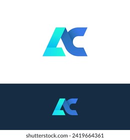 Initial Letters AC Logo Design. Alphabet AC Letter Logo Design 
with Blue and Turquoise Colors Vector