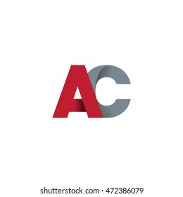 Initial letters AC overlapping linked fold logo red gray