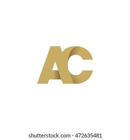 Initial letters AC overlapping linked fold logo brown gold