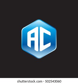 Initial letters AC rounded hexagon shape blue modern logo