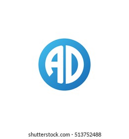 Initial letters AD circle shape blue simple modern logo