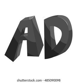 Initial letters ad icon in black monochrome style isolated on white background vector illustration
