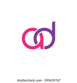 Initial letters ad round linked chain shape lowercase logo modern design pink purple