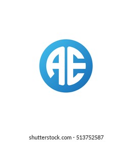 Initial letters AE circle shape blue simple modern logo