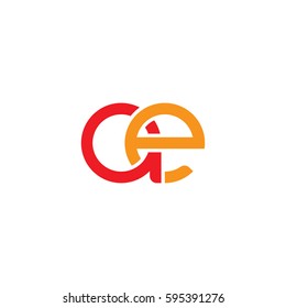 Initial letters ae round linked chain shape lowercase logo modern design red orange