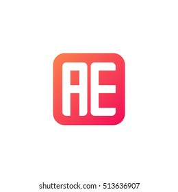 Initial letters AE rounded square shape red orange simple modern logo