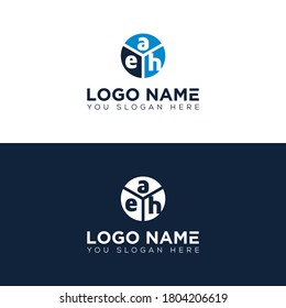 Initial letters AEH hexagon triangle shape logo a e h Initial logo template vector