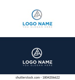 Initial letters AEH hexagon triangle shape logo a e h Initial logo template vector