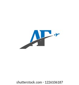 Initial Letters AF Travel Logo Design with Aircraft Airplane Icon