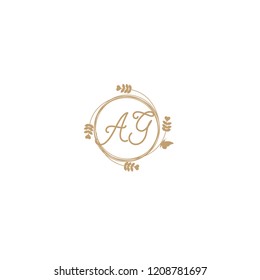 initial letters ag beauty spa logo design, with flower, love and butterfly illustration