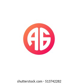 Initial letters AG circle shape red orange simple modern logo