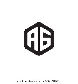 Initial letters AG rounded hexagon shape monogram black simple modern logo