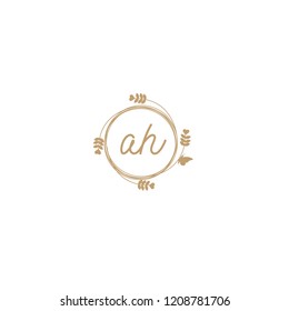 initial letters ah beauty spa logo design, with flower, love and butterfly illustration