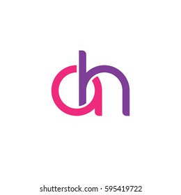 Initial letters ah round linked chain shape lowercase logo modern design pink purple