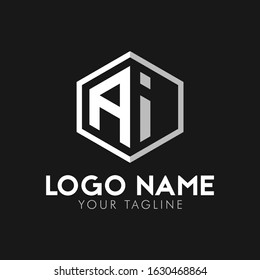 initial letters AI hexagon logo template