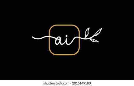 Initial letters AI and IA handwriting floral boho botanical monogram logo vector icon minimalist design