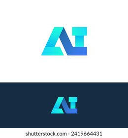 Initial Letters AI Logo Design. Alphabet AI Letter Logo Design 
with Blue and Turquoise Colors Vector