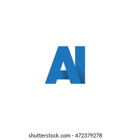 Initial letters AI overlapping linked fold logo blue