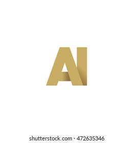 Initial letters AI overlapping linked fold logo brown gold