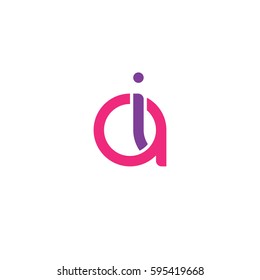 Initial letters ai round linked chain shape lowercase logo modern design pink purple