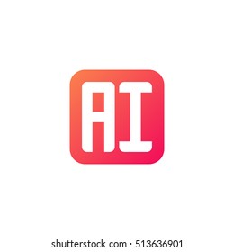 Initial letters AI rounded square shape red orange simple modern logo