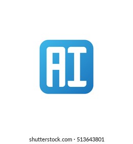 Initial letters AI rounded square shape blue simple modern logo
