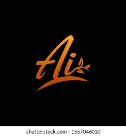 Initial letters AI vector with leaf. fashion, boutique, Signature, handwriting, wedding, jewelry, botanical , floral logo creative Vector logo Design template
