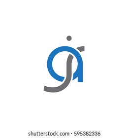 Initial letters aj round linked chain shape lowercase logo modern design blue gray