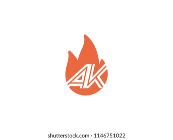 Initial letters AK in fire. Logo vector