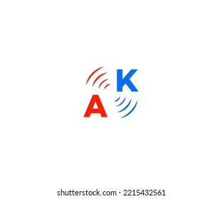 Initial letters ak technology signals shape simple modern logo