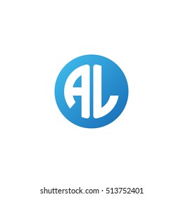 Initial letters AL circle shape blue simple modern logo