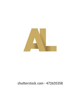 Initial letters AL overlapping linked fold logo brown gold