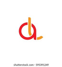 Initial letters al round linked chain shape lowercase logo modern design red orange