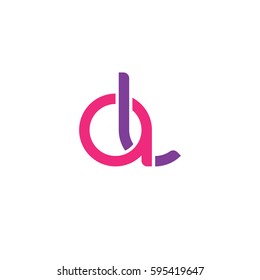 Initial letters al round linked chain shape lowercase logo modern design pink purple