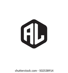 Initial letters AL rounded hexagon shape monogram black simple modern logo