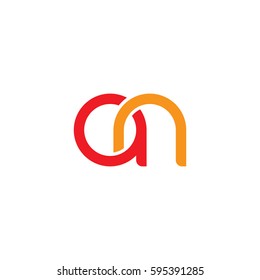 Initial letters an, round linked chain shape lowercase logo modern design red orange