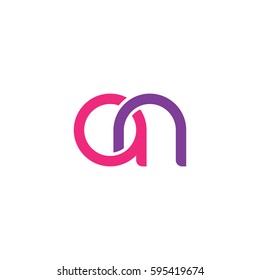 Initial letters an, round linked chain shape lowercase logo modern design pink purple