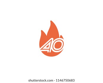Initial letters AO in fire. Logo vector
