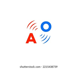 Initial letters AO, OA technology signals shape simple modern logo