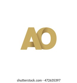 Initial letters AO overlapping linked fold logo brown gold