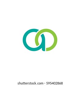 Initial letters ao round linked chain shape lowercase logo modern design modern green