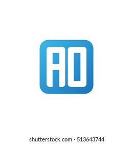 Initial letters AO rounded square shape blue simple modern logo