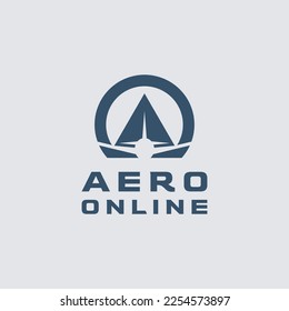 Initial Letters AO Travel Logo Design with Aircraft Airplane Icon