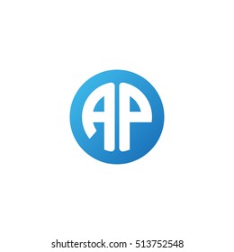 Initial letters AP circle shape blue simple modern logo