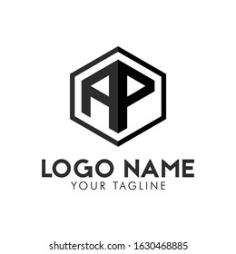 initial letters AP hexagon logo template