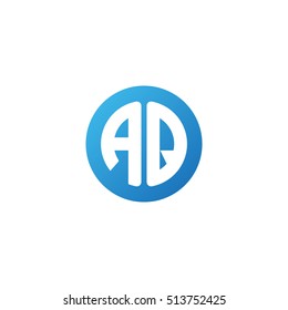 Initial letters AQ circle shape blue simple modern logo