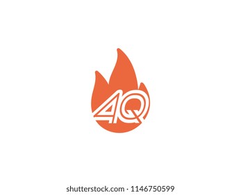 Initial letters AQ in fire. Logo vector